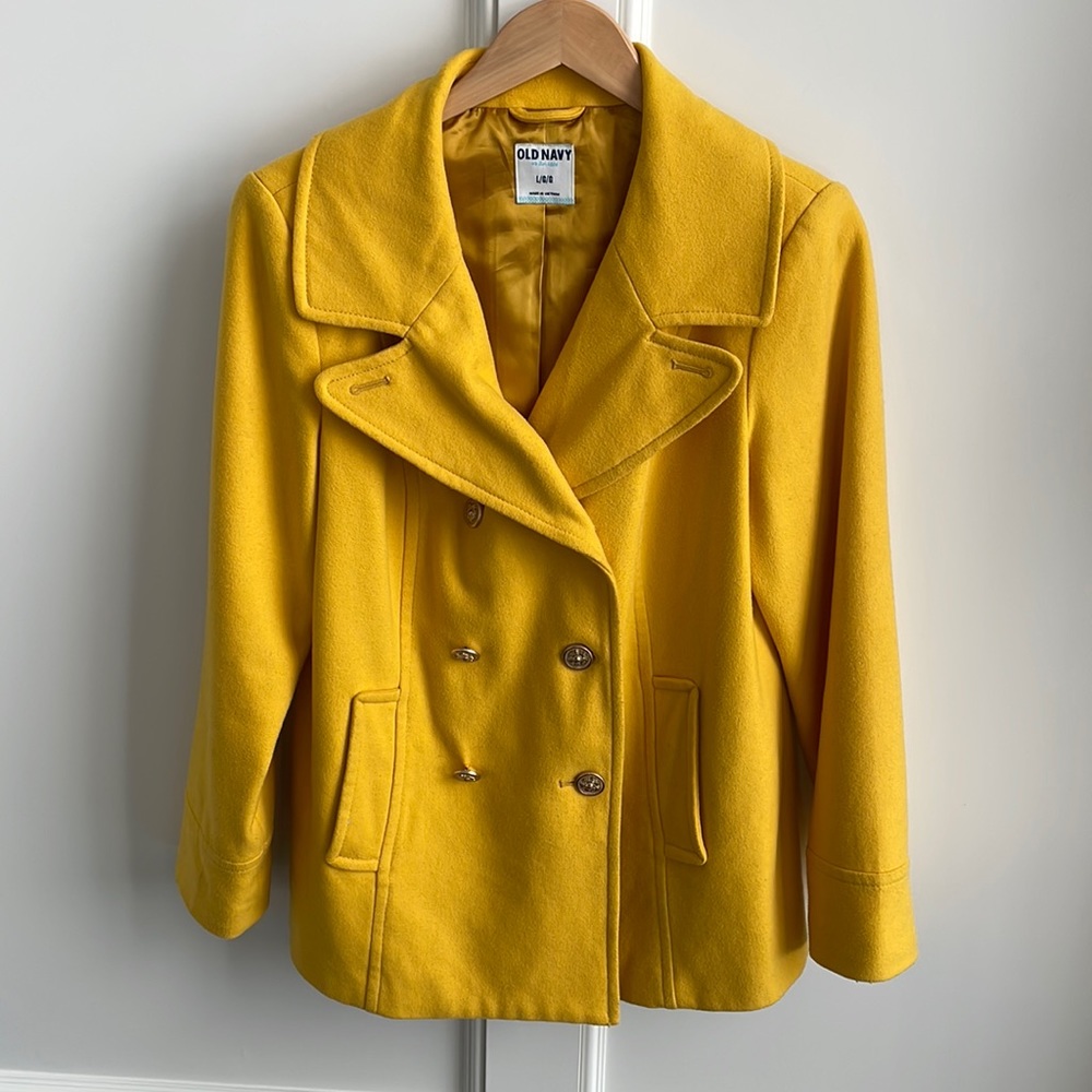 Old Navy Yellow Double Breasted PeaCoat